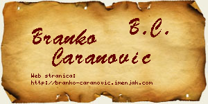 Branko Caranović vizit kartica
